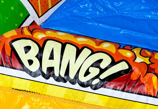 Comic-Stil A-frame Super Comic Hüpfburg Luftkissen für Kinder, jetzt erhältlich bei JB Inflatables